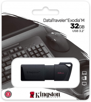 Флеш Диск Kingston 32Gb DataTraveler Exodia M DTXM/32GB USB3.0 черный/черный от магазина РЭССИ