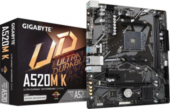 Материнская плата Gigabyte A520M K Soc-AM4 AMD A520 2xDDR4 mATX AC`97 8ch(7.1) GbLAN RAID+HDMI от магазина РЭССИ
