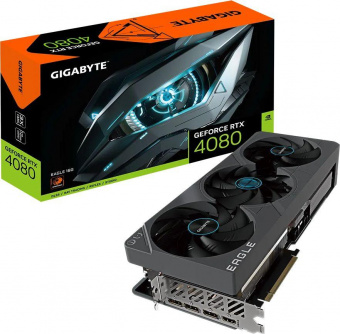 Видеокарта Gigabyte PCI-E 4.0 GV-N4080EAGLE -16GD NVIDIA GeForce RTX 4080 16384Mb 256 GDDR6X 2505/22400 HDMIx1 DPx3 HDCP Ret от магазина РЭССИ