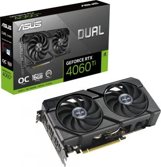 Видеокарта Asus PCI-E 4.0 DUAL-RTX4060TI-O16G-EVO NVIDIA GeForce RTX 4060TI 16Gb 128bit GDDR6 2595/18000 HDMIx1 DPx3 HDCP Ret от магазина РЭССИ