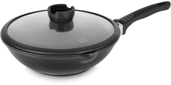 Сковорода ВОК (WOK) Rondell Escurion RDA-870 круглая 28см покрытие: антипригарное ручка съемная (с крышкой) черный от магазина РЭССИ