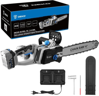 Цепная пила Deko DKCHS 40 PRO аккум. 40Вт дл.шины:16" (40cm) 2аккум. 4Ач ЗУ (083-2002) от магазина РЭССИ