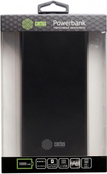Мобильный аккумулятор Cactus CS-PBFSJT-10000 10000mAh 2.1A 2xUSB черный от магазина РЭССИ