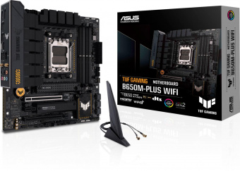 Материнская плата Asus TUF GAMING B650M-PLUS WIFI SocketAM5 AMD B650 4xDDR5 mATX AC`97 8ch(7.1) 2.5Gg RAID+HDMI+DP от магазина РЭССИ