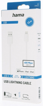 Кабель Hama H-200623 00200623 USB (m)-Lightning (m) 1.5м белый от магазина РЭССИ