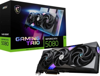 Видеокарта MSI PCI-E RTX 5080 16G GAMING TRIO OC NVIDIA GeForce RTX 5080 16Gb 256bit GDDR7 2700/30000 HDMIx1 DPx3 HDCP Ret от магазина РЭССИ