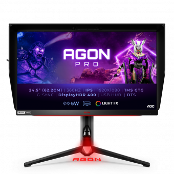 Монитор AOC 24.5" Gaming AG254FG черный IPS LED 16:9 HDMI M/M матовая HAS Piv 400cd 178гр/178гр 1920x1080 360Hz G-Sync DP FHD USB 6.36кг от магазина РЭССИ
