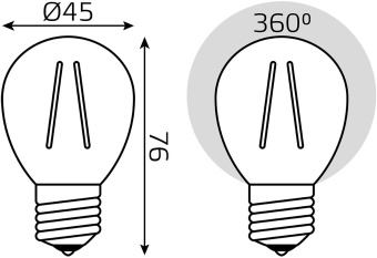 Лампа филам. Gauss Filament 10Вт цок.:E27 шар св.свеч.бел.теп. (упак.:10шт) (52210) от магазина РЭССИ