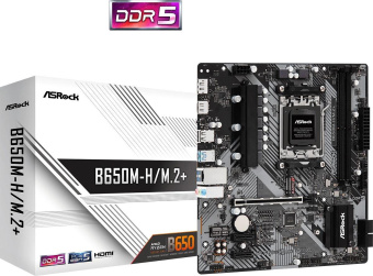 Материнская плата Asrock B650M-H/M.2+ SocketAM5 AMD B650 2xDDR5 mATX AC`97 8ch(7.1) GbLAN RAID+HDMI+DP от магазина РЭССИ