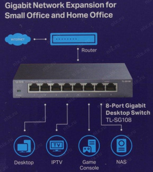 Коммутатор TP-Link TL-SG108 8G неуправляемый от магазина РЭССИ
