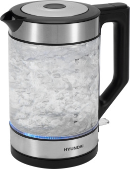 Чайник электрический Hyundai HYK-G3509 1.7л. 2200Вт черный/прозрачный корпус: стекло/пластик от магазина РЭССИ