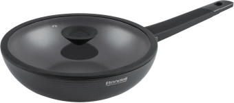 Сковорода ВОК (WOK) Rondell Kontur RDA-1489 круглая 28см покрытие: Xylan Plus ручка несъемная (с крышкой) графитовый от магазина РЭССИ