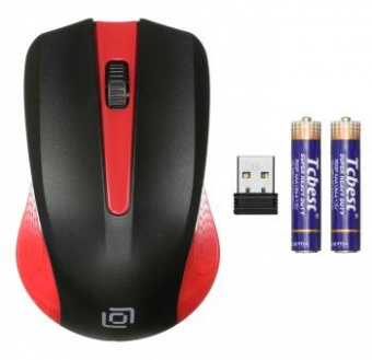 Мышь Оклик 485MW черный/красный оптическая (1200dpi) беспроводная USB для ноутбука (3but) от магазина РЭССИ