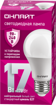 Лампа светодиодная 17 Вт OLL-A60-17-230-4K-E27 PRO 90-240В от магазина РЭССИ