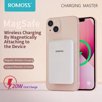 Мобильный аккумулятор Romoss WSS05 5000mAh 3A PD беспров.зар. белый от магазина РЭССИ