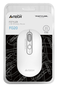 Мышь A4Tech Fstyler FG20 белый оптическая (2000dpi) беспроводная USB для ноутбука (4but) от магазина РЭССИ