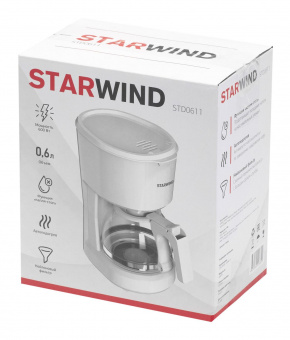Кофеварка капельная Starwind STD0611 600Вт белый от магазина РЭССИ