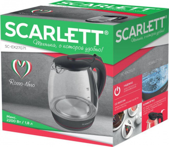 Чайник электрический Scarlett SC-EK27G71 1.8л. 2200Вт черный/красный (корпус: стекло) от магазина РЭССИ