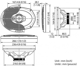 Колонки автомобильные Kenwood KFC-PS6976 550Вт 88дБ 4Ом 16x23см (6x9дюйм) (ком.:2кол.) коаксиальные трехполосные от магазина РЭССИ