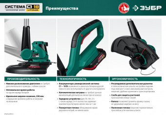 Триммер электрический Зубр ТА-185 аккум. 18Вт неразбор.штан. реж.эл.:леска от магазина РЭССИ