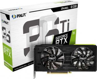 Видеокарта Palit PCI-E 4.0 PA-RTX3060Ti DUAL 8G V1 LHR NVIDIA GeForce RTX 3060Ti 8192Mb 256 GDDR6 1410/14000 HDMIx1 DPx3 HDCP Ret от магазина РЭССИ