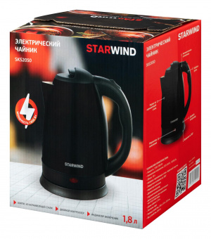 Чайник электрический Starwind SKS2050 1.8л. 1800Вт черный (корпус: нержавеющая сталь/пластик) от магазина РЭССИ