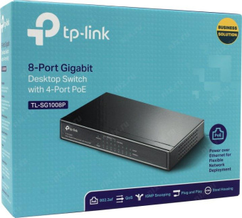Коммутатор TP-Link TL-SG1008P 8G 4PoE 55W неуправляемый от магазина РЭССИ