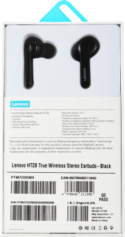 Гарнитура внутриканальные Lenovo HT28 черный беспроводные bluetooth в ушной раковине (УТ000023561) от магазина РЭССИ