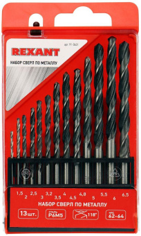 Набор сверл Rexant 91-0631 по металлу (13пред.) для дрелей/перфораторов от магазина РЭССИ