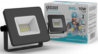 Прожектор уличный Gauss Elementary 613100210 светодиодный 10Вт корп.алюм.черный от магазина РЭССИ