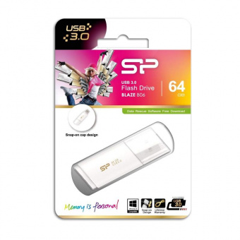 Флеш Диск Silicon Power 64Gb Blaze B06 SP064GBUF3B06V1W USB3.0 белый от магазина РЭССИ
