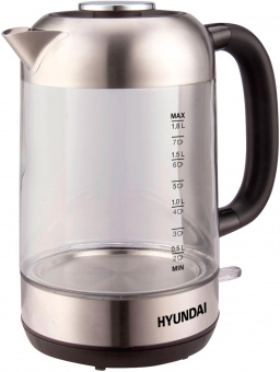 Чайник электрический Hyundai HYK-G4034 1.8л. 2200Вт черный/прозрачный (корпус: стекло) от магазина РЭССИ