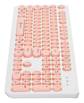 Клавиатура Оклик 400MR белый/розовый USB slim Multimedia от магазина РЭССИ