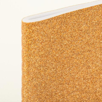 Тетрадь BRAUBERG SPARKLE A5 147x210 мм 48 листов сшивка в точку кожзам с блестками золотой 403854 от магазина РЭССИ