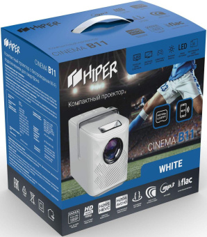 Проектор Hiper Cinema B11 White LCD 3700Lm (1280x720) 2000:1 ресурс лампы:50000часов 2xUSB typeA 1xHDMI 1.7кг от магазина РЭССИ