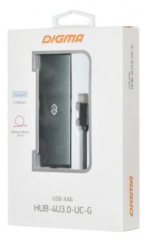Разветвитель USB-C Digma HUB-4U3.0-UC-G 4порт. серый от магазина РЭССИ