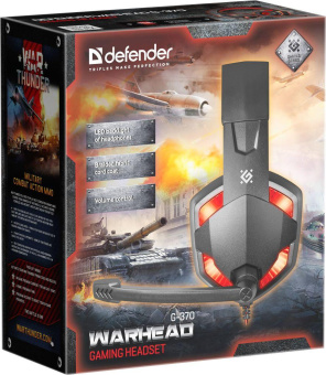 Наушники с микрофоном Defender Warhead G-370 черный/красный 2м накладные оголовье (64037) от магазина РЭССИ