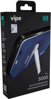 Мобильный аккумулятор Vipe Crosby 5000mAh QC/PD 2.4A беспров.зар. синий (VPPBCROSBY5KBL) от магазина РЭССИ