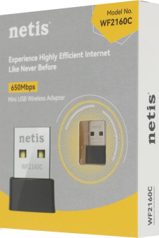 Сетевой адаптер Wi-Fi Netis WF2160C AC650 USB 2.0 (ант.внутр.) 1ант. от магазина РЭССИ