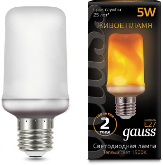 Лампа светодиодная Gauss 5Вт цок.:E27 свеча 220B 1500K св.свеч.бел.теп. (упак.:1шт) (157402105) от магазина РЭССИ