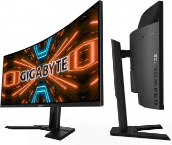 Монитор Gigabyte 34" G34WQC A черный VA LED 1ms 21:9 HDMI M/M матовая HAS 350cd 178гр/178гр 3440x1440 144Hz FreeSync Premium DP 2K 8.4кг от магазина РЭССИ