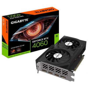 Видеокарта Gigabyte PCI-E 4.0 GV-N4060WF2OC-8GD NVIDIA GeForce RTX 4060 8192Mb 128 GDDR6 2475/17000 HDMIx2 DPx2 HDCP Ret от магазина РЭССИ