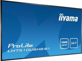 Панель Iiyama 75" LH7510USHB-B1 черный IPS LED 16:9 DVI HDMI M/M матовая 3000cd 178гр/178гр 3840x2160 D-Sub DisplayPort Ultra HD 76кг от магазина РЭССИ