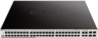 Коммутатор D-Link DGS-1210-52MP/F (L2) 48x1Гбит/с 4xКомбо(1000BASE-T/SFP) 4SFP 48PoE 370W настраиваемый от магазина РЭССИ