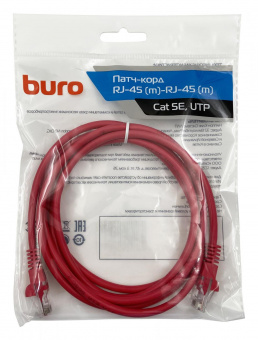 Патч-корд Buro UTP 4 пары cat5E CCA molded 2м красный RJ-45 (m)-RJ-45 (m) от магазина РЭССИ