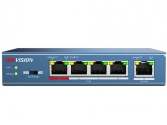 Коммутатор Hikvision DS-3E0105P-E(B) 4x100Mb 4PoE 58W неуправляемый от магазина РЭССИ