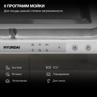 Посудомоечная машина встраив. Hyundai HBD 460 2100Вт узкая серебристый от магазина РЭССИ