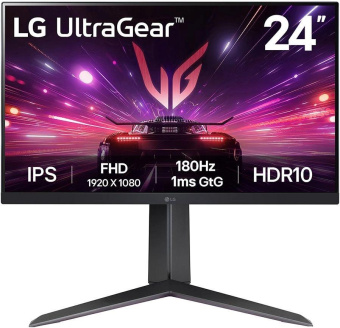 Монитор LG 23.8" UltraWide 24GS65F-B черный IPS LED 16:9 HDMI матовая HAS 300cd 178гр/178гр 1920x1080 180Hz G-Sync FreeSync DP FHD 5.4кг от магазина РЭССИ