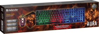 Клавиатура + мышь Defender Aura MKP-117 клав:черный мышь:черный USB slim LED (52117) от магазина РЭССИ