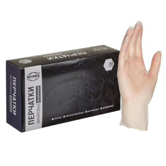 Виниловые неопудренные перчатки AVIORA р.L 100 шт. 402-639 от магазина РЭССИ